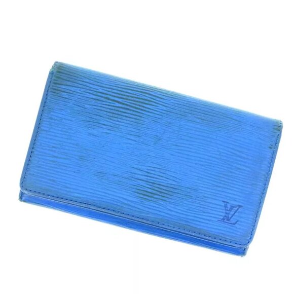 Louis Vuitton Purse zipper wallet Epi Blue Woman Authentic Used - Picture 1 of 5